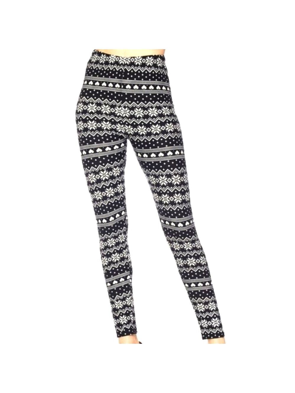 LEGGINGS DEPOT KID'S Winter Snowflake Fair Isle Knit Print  Leggings SIZE SMALL